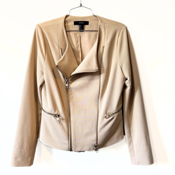 Forever 21 Moto Jacket Light Tan Size L - Picture 4 of 6